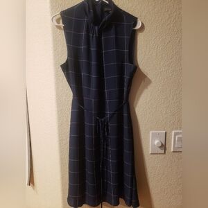 Banana Republic Navy Checkered Sleeveless Dress